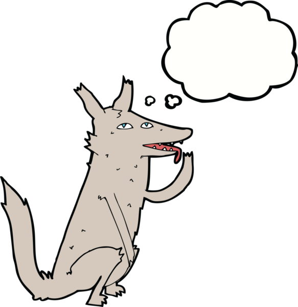 Bir insan tarafından çizilmiş düşünce baloncuğuyla pençelerini yalıyor.