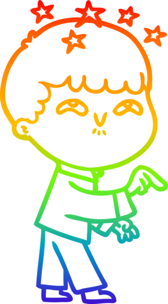 gökkuşağının gradyan çizimi bir çizgi film karakteri tarafından çizilmiş.