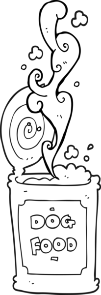 Bir insan tarafından çizilmiş siyah beyaz çizgi film köpek maması.