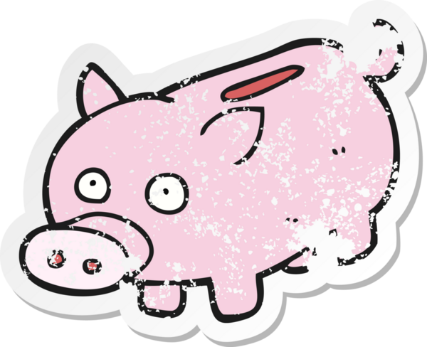 Bir insan tarafından çizilmiş domuz kumbarasının gerilimli çıkartması.