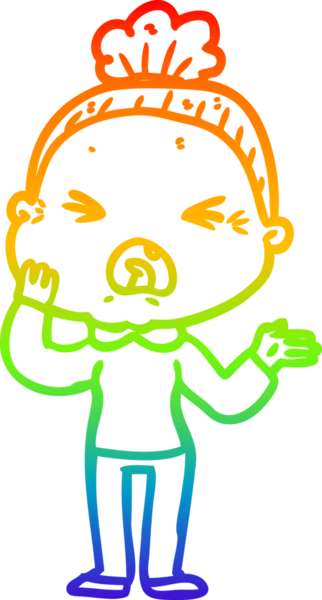 Bir insan tarafından çizilmiş kızgın yaşlı bir kadının çizimi.