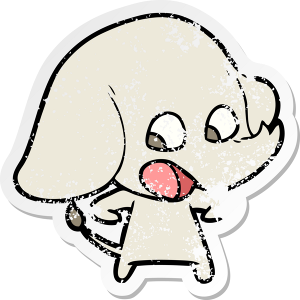 Bir insan tarafından çizilmiş şirin bir filin sıkıntılı çıkartması