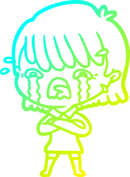 Bir insan tarafından çizilmiş ağlayan bir çizgi film kızı çizimi.