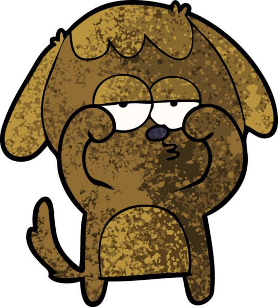 Bir insan tarafından çizilmiş yorgun bir köpek.