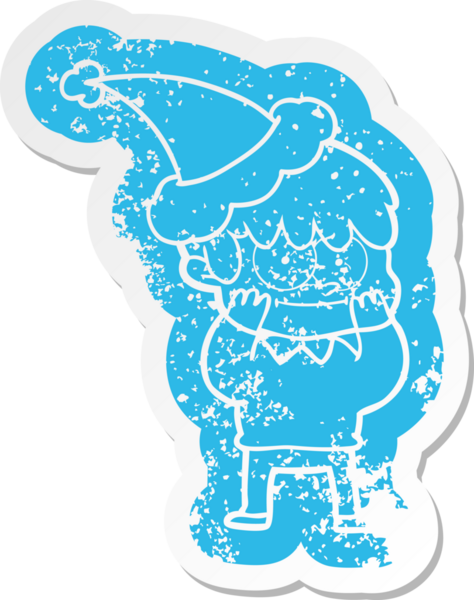 Mutlu çizgi film, Noel Baba şapkası takan bir adamın insan tarafından çizilmiş sıkıntılı çıkartması.