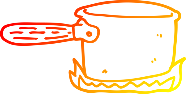 Bir insan tarafından çizilmiş karikatür yemek tavasının sıcak gradyan çizimi