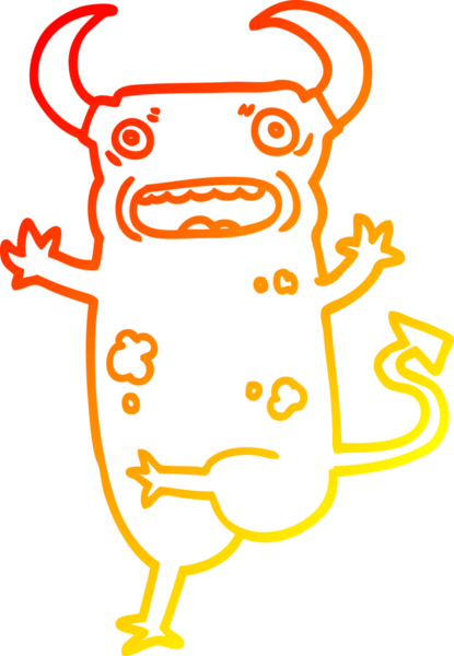 Bir insan tarafından çizilmiş karikatür iblisinin sıcak çizgi çizimi