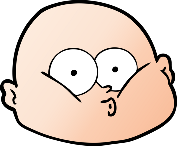 Bir insan tarafından çizilmiş, meraklı kel bir adam.