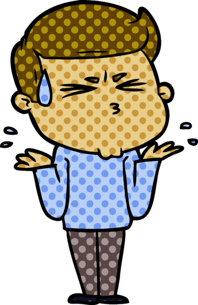 Bir insan tarafından çizilmiş terleyen çizgi film adamı.