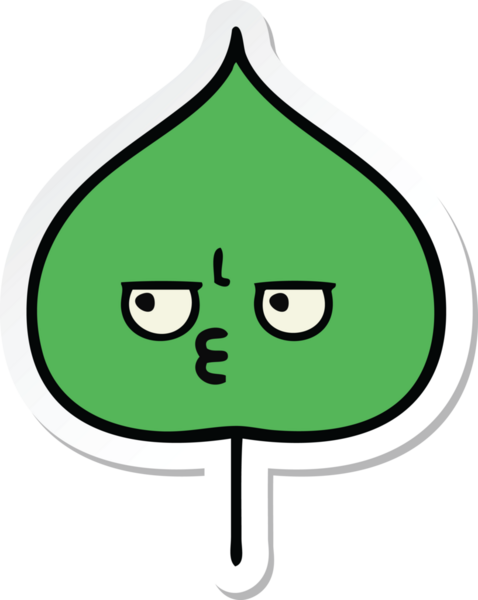 Bir insan tarafından çizilmiş sevimli bir çizgi film yaprağının çıkartması.