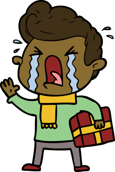 Bir insan tarafından çizilmiş ağlayan bir karikatür.