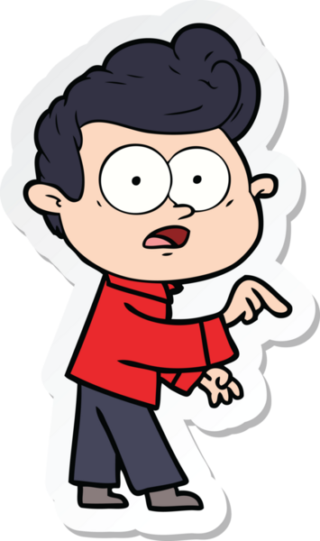 Bir insan tarafından çizilmiş, dik dik bakan bir çizgi film çıkartması.