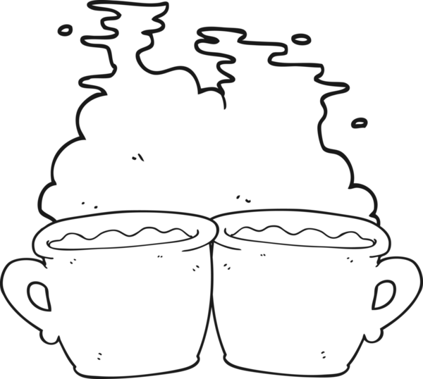 Bir insan tarafından çizilmiş siyah beyaz bir kahve fincanı.
