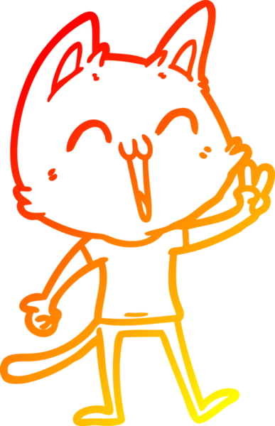 Bir insan tarafından miyavlanan mutlu bir çizgi film kedisinin sıcak çizgi çizimi