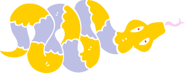 Bir insan tarafından çizilmiş yassı renkli karikatür zehirli yılan