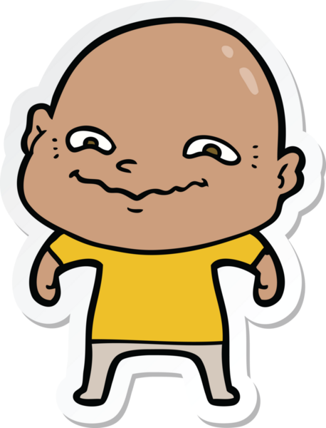 Bir insan tarafından çizilmiş garip bir adamın çıkartması.