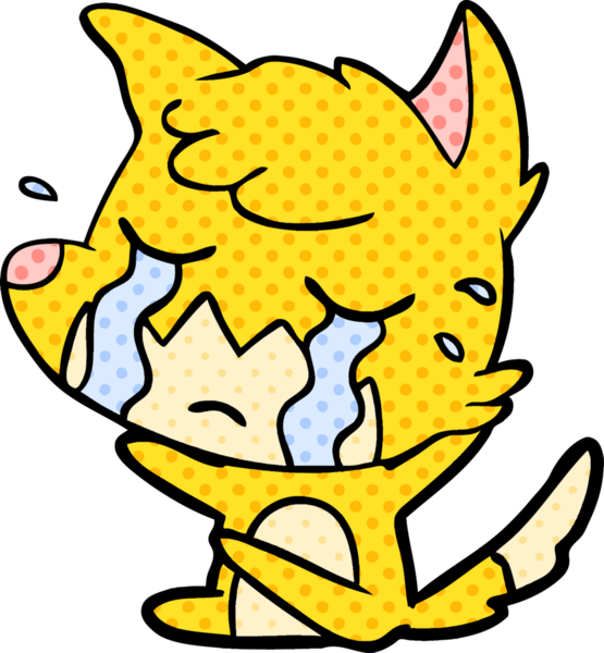 Bir insan tarafından çizilmiş ağlayan tilki çizgi filmi.