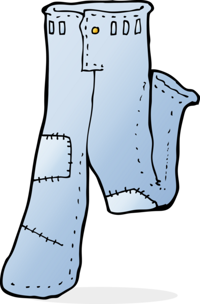 Bir insan tarafından çizilmiş eski bir kot pantolon.