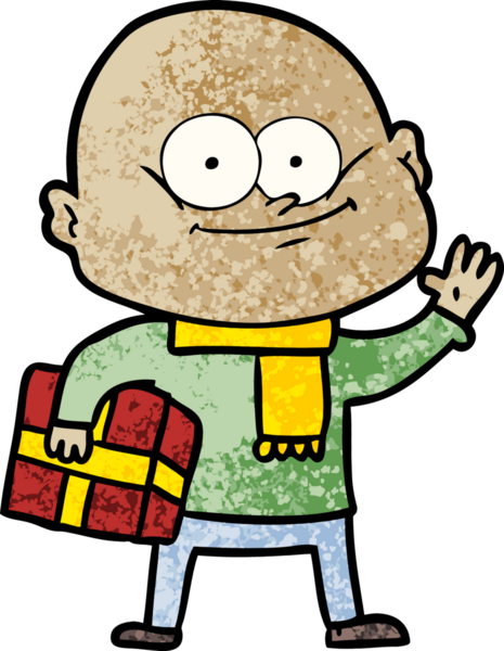 Bir insan tarafından çizilmiş kel bir adam.