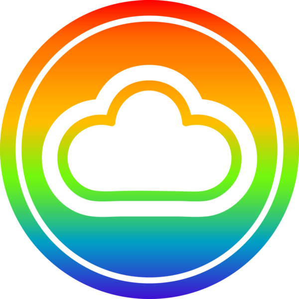 Gökkuşağı gradyan bir insan tarafından çizilmiş hava bulutu dairesel simgesi