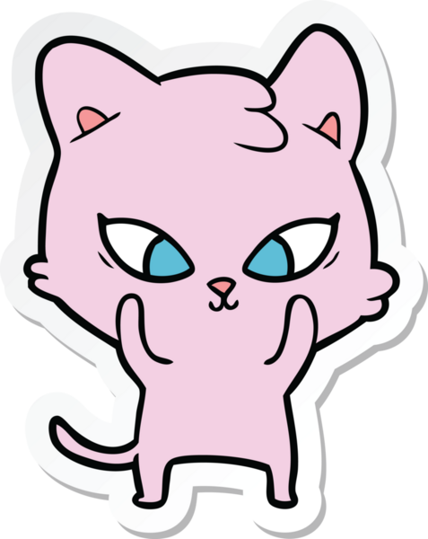 Bir insan tarafından çizilmiş şirin bir çizgi film kedisinin çıkartması.