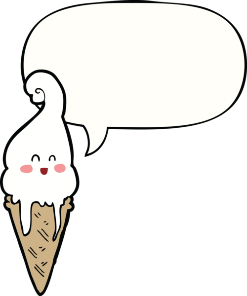 Bir insan tarafından çizilmiş konuşma balonlu çizgi film dondurması.