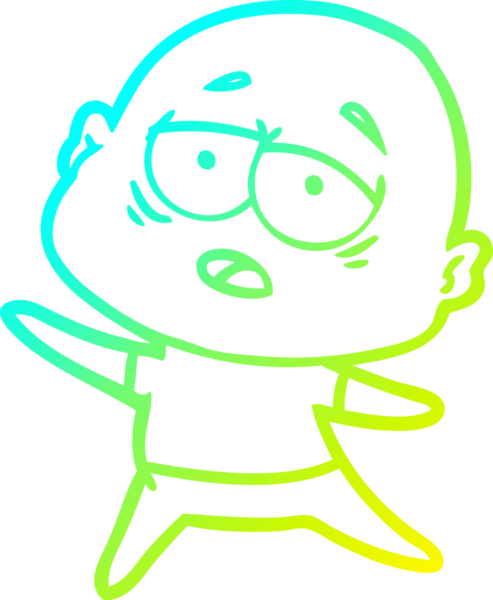 Bir insan tarafından çizilmiş, yorgun, kel bir adamın çizdiği soğuk çizgi.