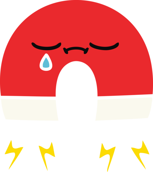 Bir insan tarafından çizilen mıknatısın düz renk retro karikatürü