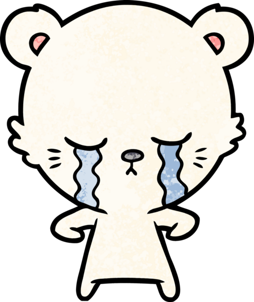 Ağlayan kutup ayısı bir insan tarafından çizilmiş.