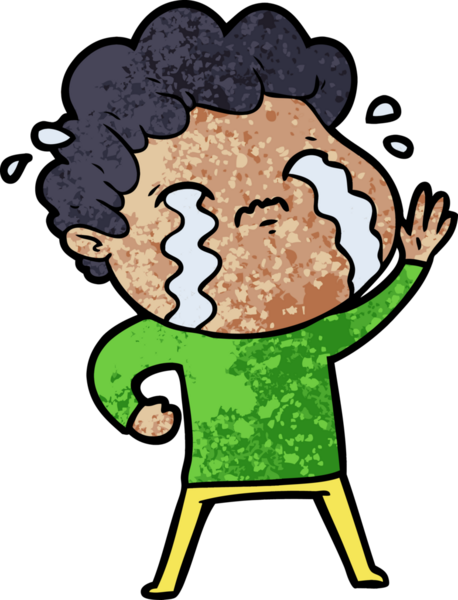 Bir insan tarafından çizilmiş ağlayan çizgi film adamı.