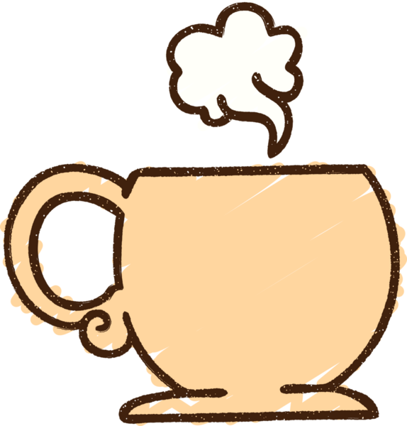 Bir insan tarafından çizilen buharlı kahve tebeşiri.