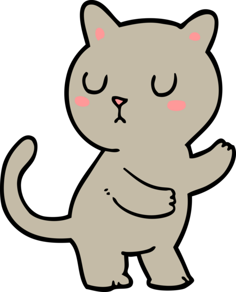 Bir insan tarafından çizilmiş çizgi film kedisi.