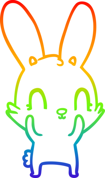 Gökkuşağı gradyan çizgisi. Bir insan tarafından çizilmiş şirin bir tavşan çizimi.