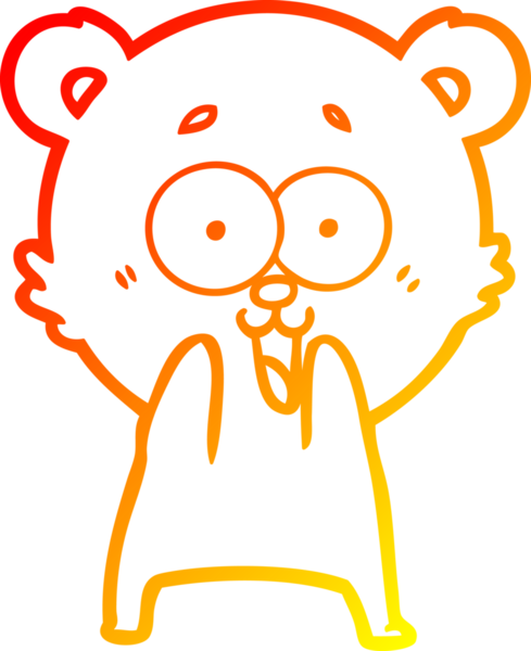 Heyecanlı bir oyuncak ayının insan tarafından çizilmiş sıcak çizgi çizgisi.