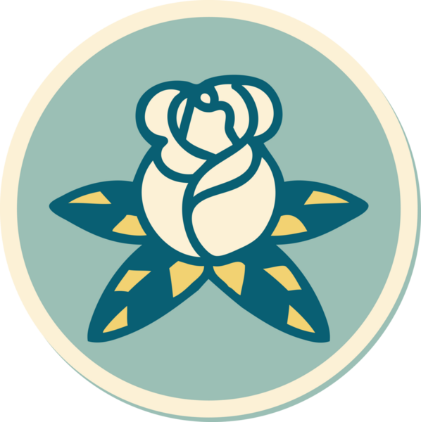 Bir insanın çizdiği tek bir gülün geleneksel stiliyle dövme çıkartması.