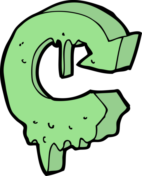 Bir insan tarafından çizilmiş karikatür eritme geri dönüşüm sembolü