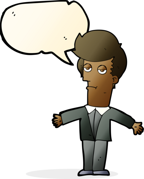 Bir insan tarafından çizilmiş konuşma balonuyla sıkılmış bir adam.