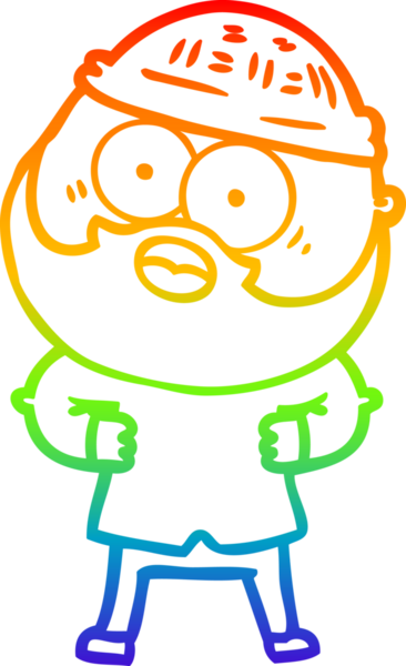 Gökkuşağı gradyan çizgi çizimi bir insan tarafından çizilmiş sakallı bir adamın