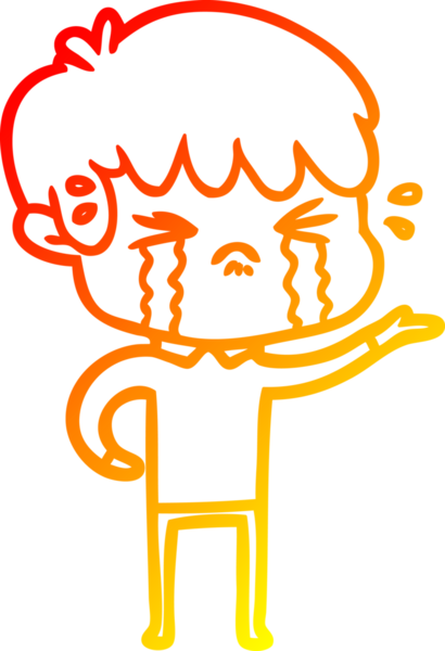 Bir insan tarafından çizilmiş, ağlayan bir çizgi film çocuğu çizimi.