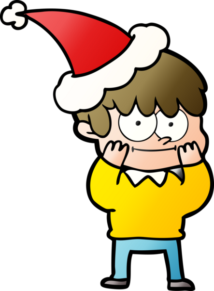 Bir insan tarafından çizilmiş Noel Baba şapkası giymiş bir adamın gradyan çizimi.