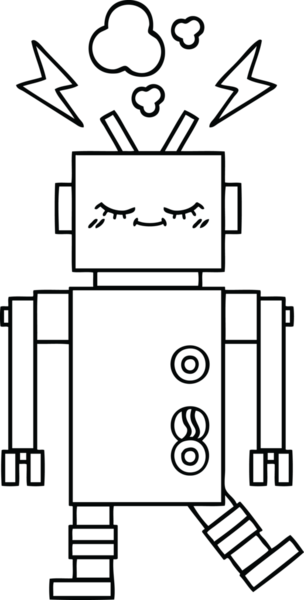 Bir insan tarafından çizilmiş dans eden bir robot çizimi