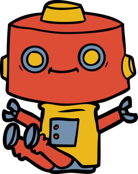 Bir insan tarafından çizilmiş çizgi film robotu