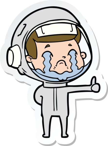 Bir insan tarafından çizilmiş ağlayan bir astronotun çıkartması.