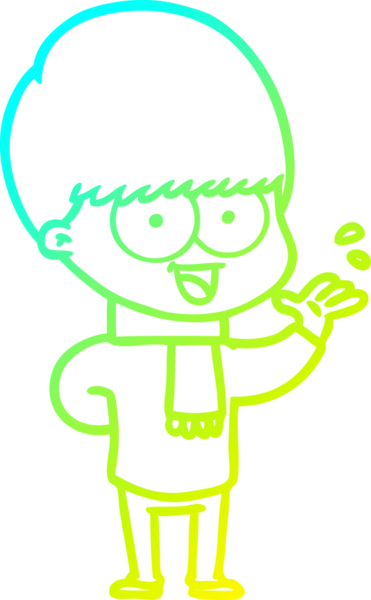 Bir insan tarafından çizilen mutlu çizgi film çocuğu çizimi.