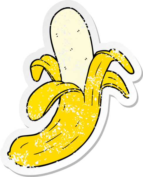 Bir insan tarafından çizilmiş karikatür muzunun sıkıntılı etiketi.