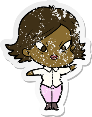 Bir insan tarafından çizilmiş stresli bir karikatür çıkartması.