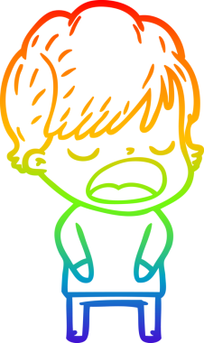 Gökkuşağı gradyan çizgi çizimi bir insan tarafından çizilmiş bir karikatür kadın