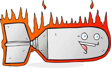 Düşen bir insan tarafından çizilmiş çizgi film bombası.