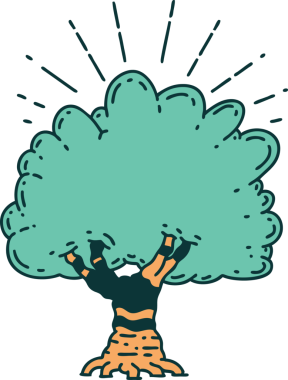 Bir insan tarafından çizilmiş geleneksel dövme ağacının çizimi