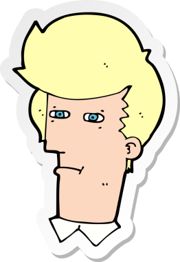 Çizgi film adamının çıkartması Bir insan tarafından çizilen gözleri daraltıyor